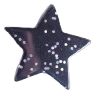 A glittery black star-shaped magnet with smaller, lighter-colored holographic stars embedded inside.